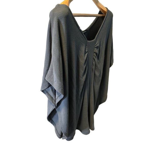 Logix Grey Half Sleeve Wide Neck Draped Tunic Top SZ Petite Small - Picture 4 of 9